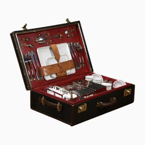 Ceramic Picnic Trunk, 1890s, Set of 39