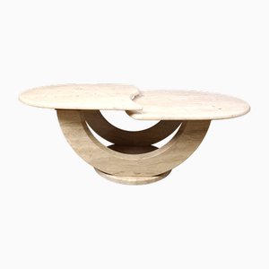 Vintage Two Tier Travertine Coffee Table, 1970s