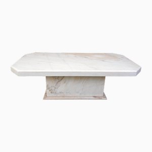 Large Vintage White Marble Coffee Table, 1970s