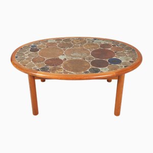 Coffee Table Teak & Ceramic attributed to Tue Poulsen for Haslev Mobelsnedkeri, Denmark, 1960