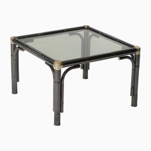 Bamboo Metal and Glass Coffee Table, 1980s