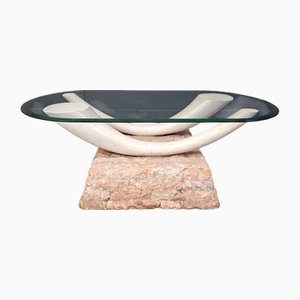 Vintage Faux Tusk Coffee Table, 1980s