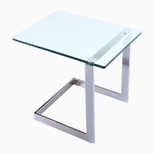 Vintage Cantilever Side Table in Chrome and Glass from Gebra, 1980s