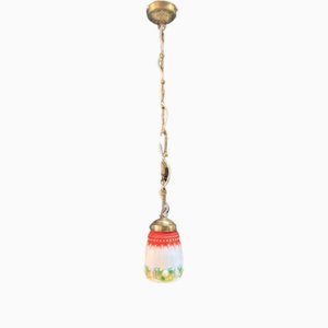 Antique Art Deco Bisque Glass Lantern, 1920s