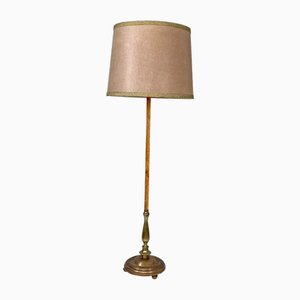 Lampadaire Art Déco Rond en Velours et Laiton, Italie, 1940s