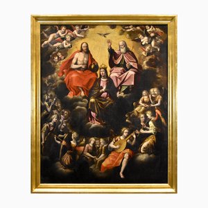 Guglielmo Caccia, Assumption of the Virgin Trinity Angels, 1630, Oil on Canvas, Framed