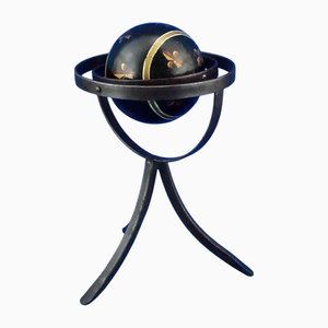 Ptolemaic Armillary Aphea in Wrought Iron and Wood with Florentine Lily Decoration