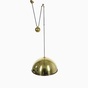 Lampe à Suspension Ajustable en Hauteur en Laiton par Florian Schulz pour Florian Schulz Gmbh, Allemagne, 1970s