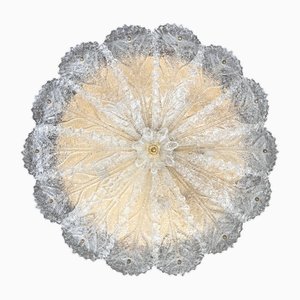 Midcentury Modern Italian Flush Mount with Grit Murano Glass, 1970s