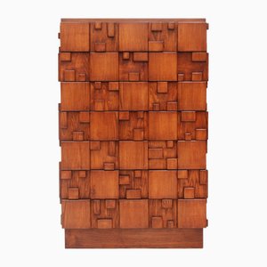Brutalist Wooden Chest of Drawers, Italy, 2010s
