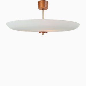 Plafonnier Vintage en Teck et Verre, Danemark, 1960s