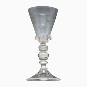 17th Century Bohemian Engraved & Spiked Gadrooned Wine Glass Goblet, 1680