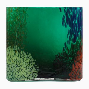 Vaso artigianale in vetro di Murano verde, Italia, anni '70