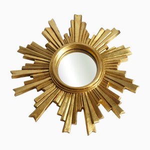 Small Vintage Hollywood Regency Convex Sun Mirror, 1960s