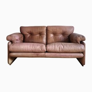 Crowned Sofa in Leather by Tobia Scarpa for B&b Italia / C&b Italia, 1970s