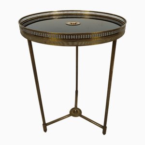 Tavolino vintage in ottone nero e dorato, anni '50