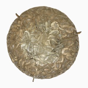 Plafonnier de vidrio helado esmerilado de latón de Kaiser Leuchten, años 70