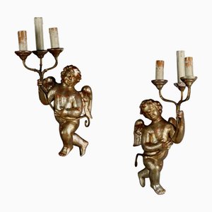Wooden Wall Lamps, Set of 2
