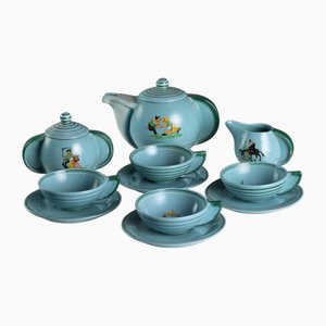 Glazed Ceramic Tea Service, Set of 4