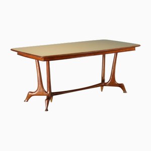 Vintage Table in Wood and Brass, 1950s