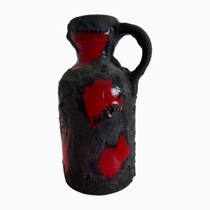 Red Fat Lava Vase from Marei Keramik