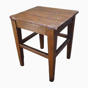 Industrial Wooden Stool with Original Patina, 1950s