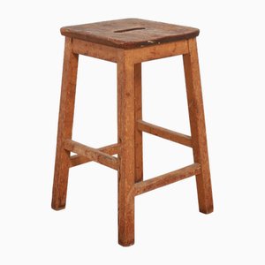 Vintage Wooden School Science Lab Stool