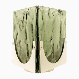 Grande Lampe de Bureau en Forme de Cube en Verre Vert de Leucos, 1970
