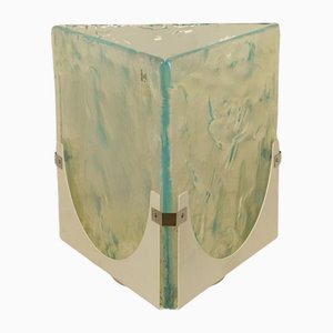 Grande Lampe de Bureau en Forme de Cube en Verre Bleu de Leucos, 1970