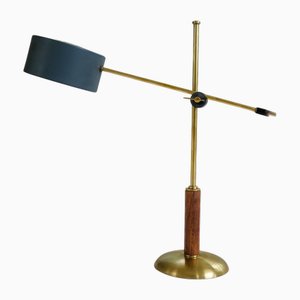Moderne Midcentury Tischlampe aus Messing & Nussholz von Einar Bäckström, Schweden, 1950