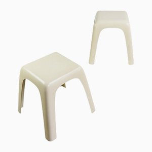 Midcentury Modern Beige Plastic Stools from Valenti Milano, 1980s, Set of 2
