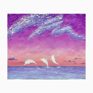 Jiwoo Oh, Dolphins Story 1, 2025, Mixed Media on Canvas