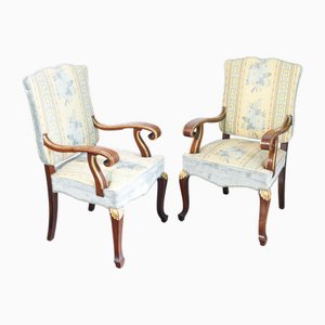 Poltrone stile impero in noce, set di 2