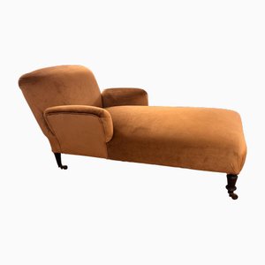 Antique French Chaise Longue in Gold Velvet, 1850s