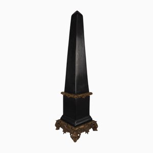 Black Porcelain Obelisk with Bronze Ornaments