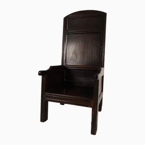 Silla para chimenea inglesa de cinco patas con respaldo alto, siglo XVIII