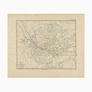 Northern Hemisphere Astronomical Star Constellations Chart, 1858