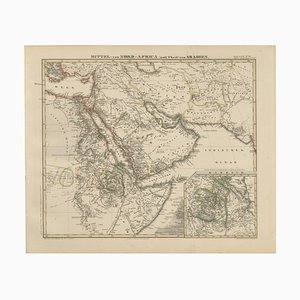 Antique Historic Map of North-East Africa and Arabia by Adolf Stieler, 1857