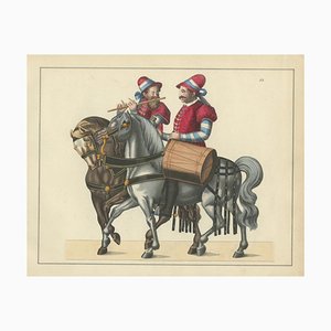 Medieval Musicians on Horseback, 1842, Paper