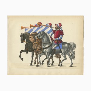 Procession with Horses and Trumpets, 1842, Paper