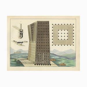 Von Reibisch, Large Medieval Siege Tower, 1842, Print