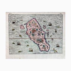 Hand-Colored Woodcut Map of Sumatra from Ramusios Delle Navigationi, 1606