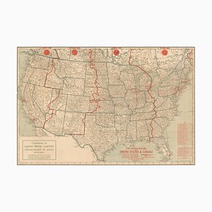 Mappa delle stazioni e delle frequenze degli Stati Uniti e del Canada e di Cuba e del Messico, anni '30