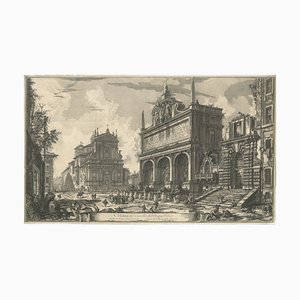Römischer Brunnen und Kirche, Brunnen von Moses und Santa Maria, 1751, Gravur