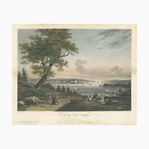 Vue de la ville de New York depuis Weehawken, 1834, aquatinte coloriée à la main