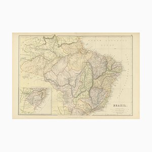 Map of Brazil with Historic Borders, River Systems and Coastal Regions, 1882
