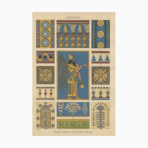 Dolmetsch, Assyrian Ornament Print Featuring Mythological Guardian Figure, 1887, Print