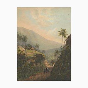 After Abram Salm, Mountain Road to the Salak Valley, Java Colonial Landscape, Lithograph, 1872