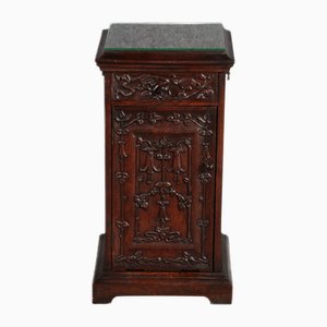 Antique Art Nouveau Bedside Table, Pedestal Around 19 Oak, 1900