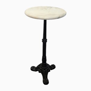 French Bistro Side Table with Marble Top, 1950s
